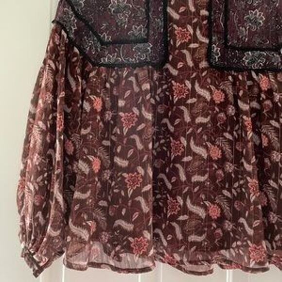 Zara Burgundy Floral Blouse - Picture 3 of 15